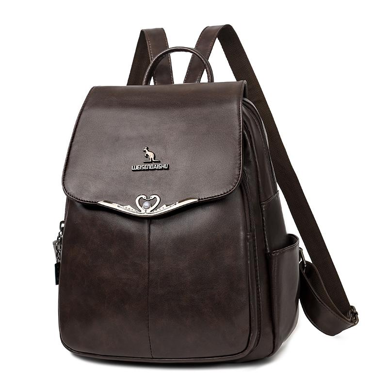 Women's Retro Backpack Soft Leather Travel Backpack