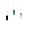 Crystal Dowsing Pendulum Cone and Silver Ring Assorted