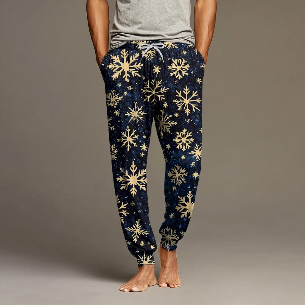 Men's Drawstring Pocket Cuffed Casual Pants Home Sleep Pants