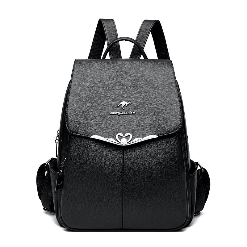 

Женский рюкзак большой вместимости из мягкой кожи - Модный, Многоцелевой, Удобный для путешествий. чёрный