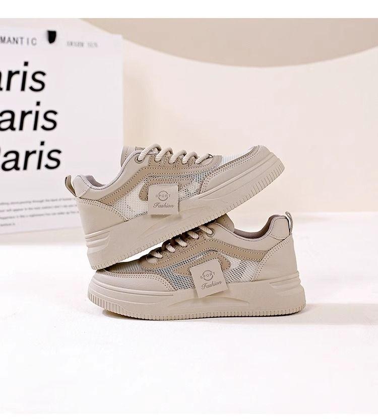 Białe buty na platformie z siateczki damskie 2025 nowe wiosna i lato buty tatusia damskie wersja koreańska oddychające wszechstronne casual modne sportowe