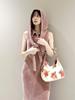 Lily Brown Bowtie Knit Hoodie Dress Pink (LWNO251058) Women's