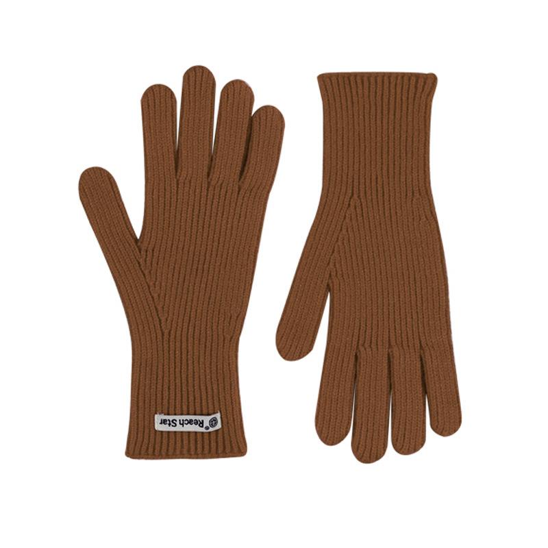 

Long solid color versatile knitted gloves women s bare fingers windproof and cold-proof thickened warm winter gloves cycling коричневый