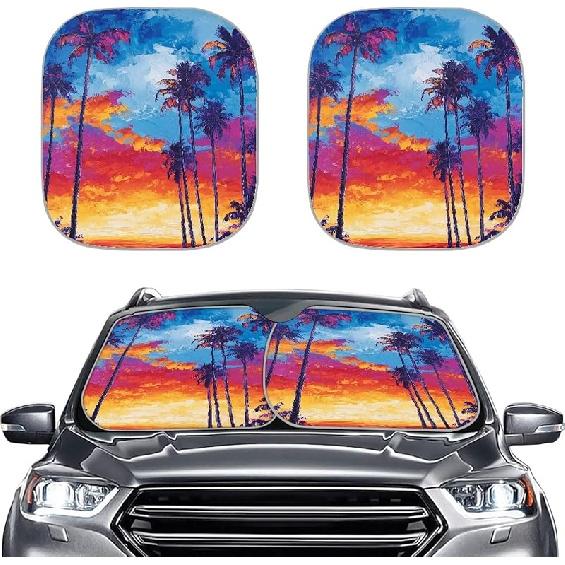 KEIAHUAN Customized Auto Front Window Visor Sun Shade Universal Windshield Sunshade for Car Truck SUV 2-Piece