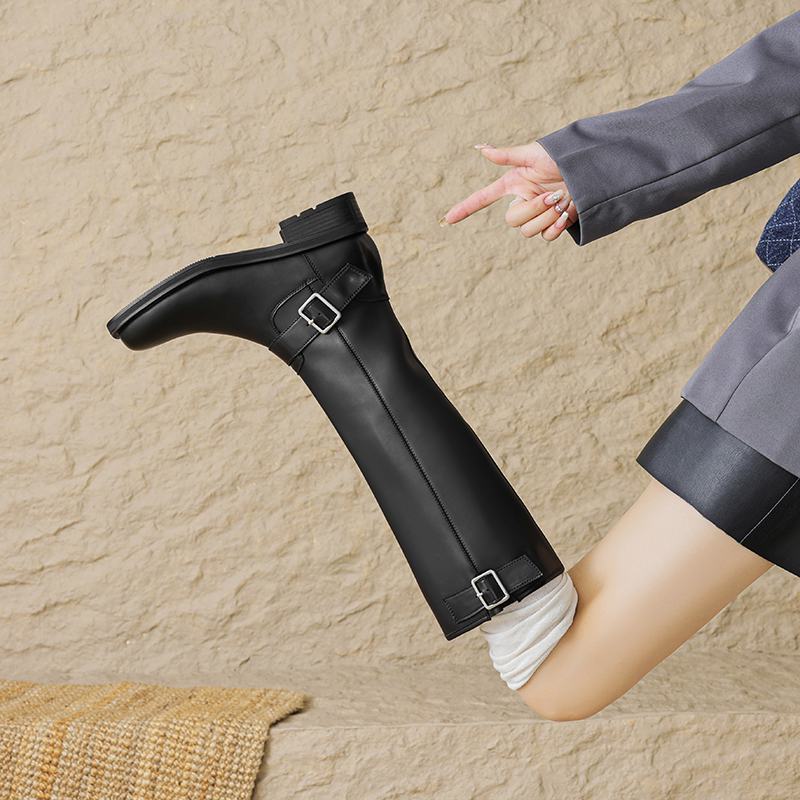 Krazing Pot Зимние сапоги для верховой езды из коровьей кожи с квадратным носком — фото 16