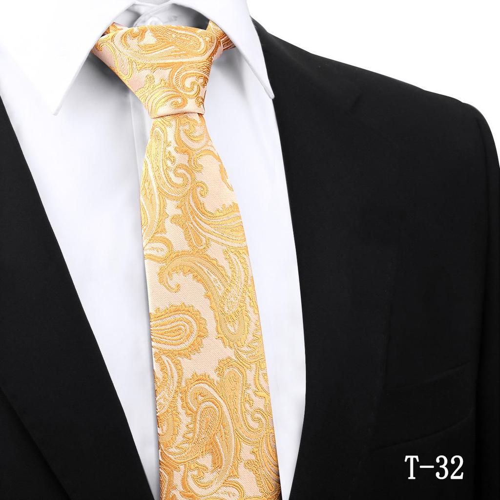 Handmade Paisley Stripe Jacquard Polyester Tie, 7.5cm