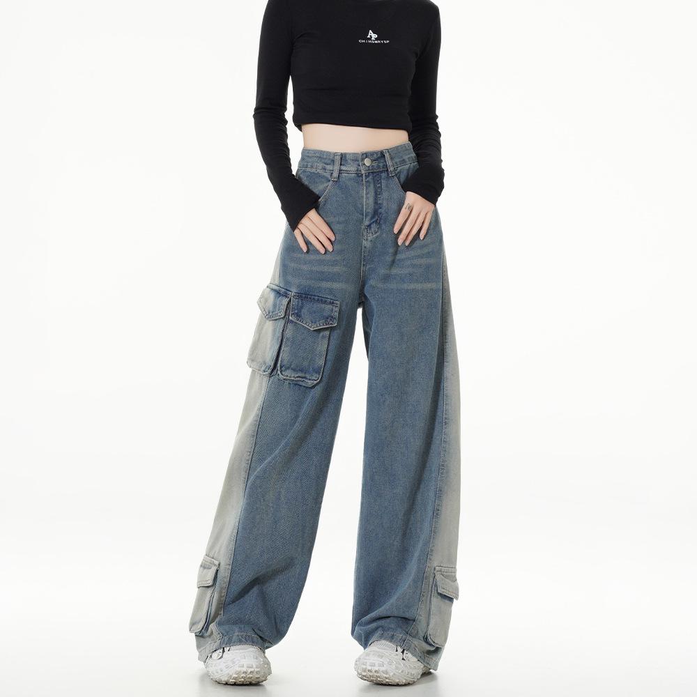 

Женские ретро джинсы свободного кроя прямого силуэта с карманами, весна 2025. M