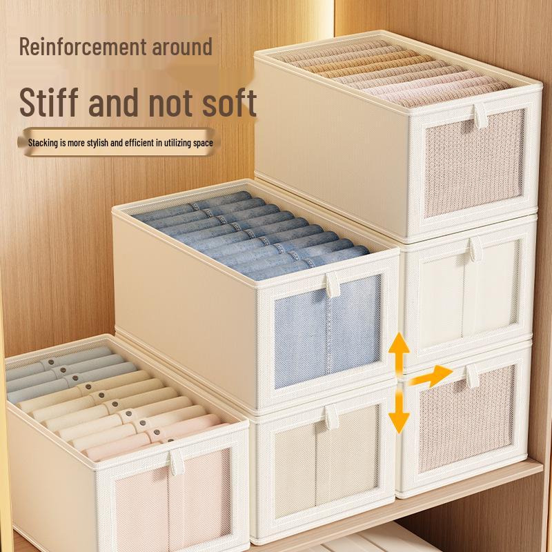 Oxford Cloth Lidded Storage Box with Window - Dustproof Closet Organizer