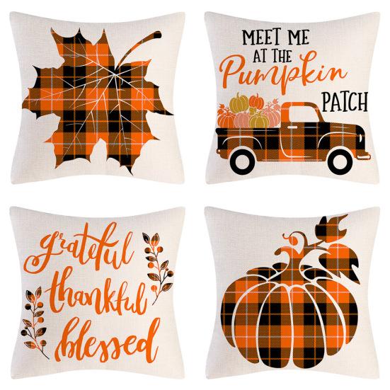 

Fall Thanksgiving Throw Pillow Cover Home Decor Pumpkin Maple Leaf Truck Pillow Cushion Cover