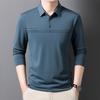 Spring  Autumn Men's Long-sleeved T-shirt, Middle-aged and Elderly Dad Wear Loose Lapel Inner Bottoming POLO Shirt