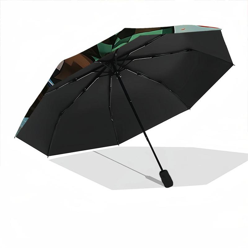 1PC Demon Slayer Automatic Folding Umbrella, Automatic Folding Umbrella with 8 Ribs, Convenient for Outdoor Use  041