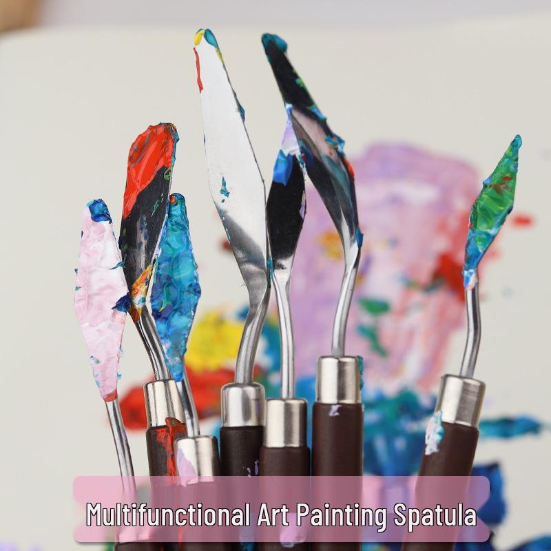 Rosewood Handle Oil Painting Knife: Acrylic & Gouache Pigment Scraper with Varnishing Flat and Pointed Blades