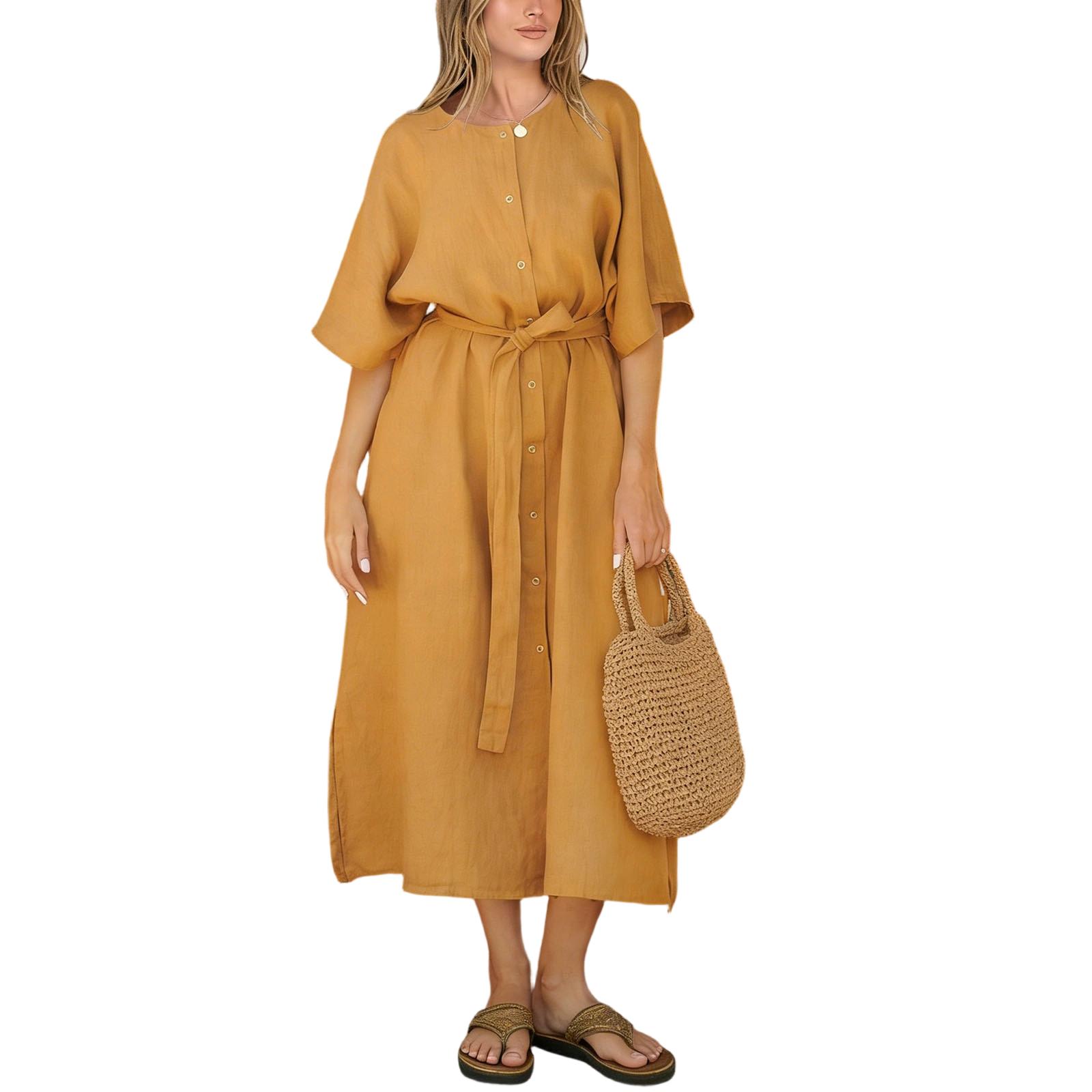 

Платье Для Женщин Длинное Бохо Пляжное Платье Элегантное Макси Платье С V-Образным Вырезом Короткий Рукав M оранжевый