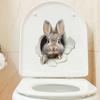 3D Peeking Bunny Toilet Stickers, Cute Breaking Wall Rabbit Waterproof Removable Self-Adhesive