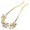 [Miaomyao] Hairpin Hair Ornament Kimono Yukata U-Shape Tomesode Pearl Metal Antique Flower White Gold Small