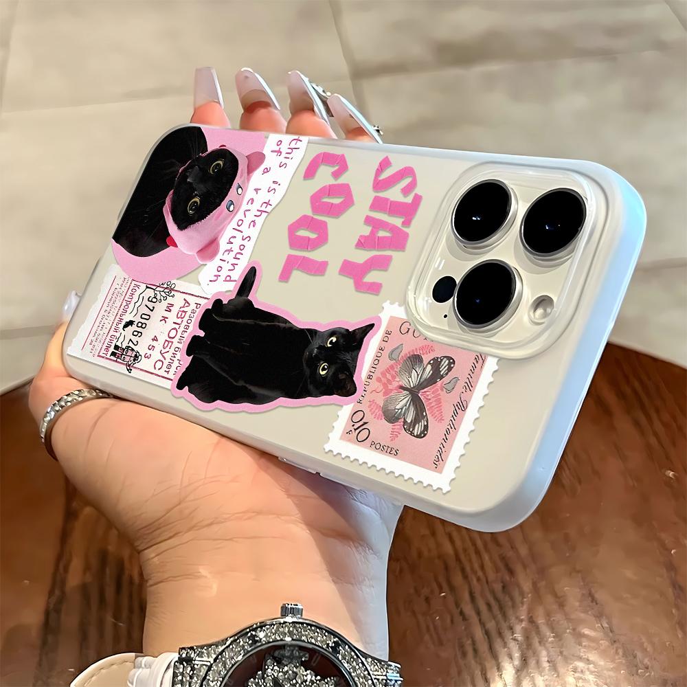 

cute cat Phone Case For Iphone 17 16 15 14 13 12 11 17 Pro Max 7 8 Plus Vintage Floral Soft Cover Fundas iphone 11 Pro