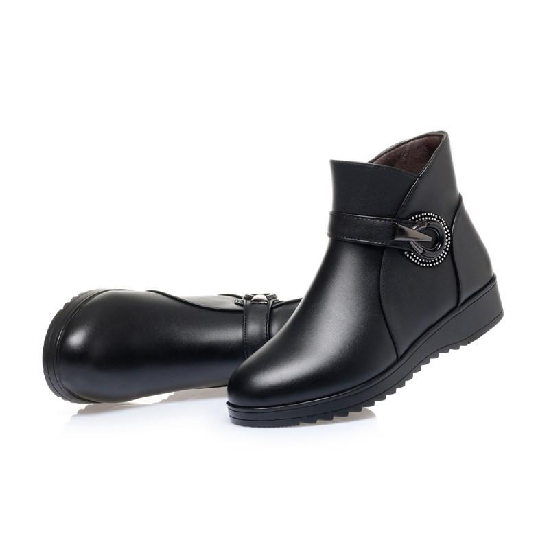Fashion AIYUQI Mother Winter Boots Wedges Large Size 41 42 43 Ladies Short Boots Shiny New Natural Wool Warm Non-slip Female Snow Boots
