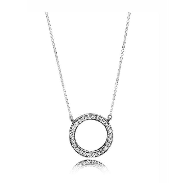 100% 925 Sterling Silver Pan Model Charm Necklace Female Heart Valentine's Day Heart-shaped Necklace Fashion Jewelry