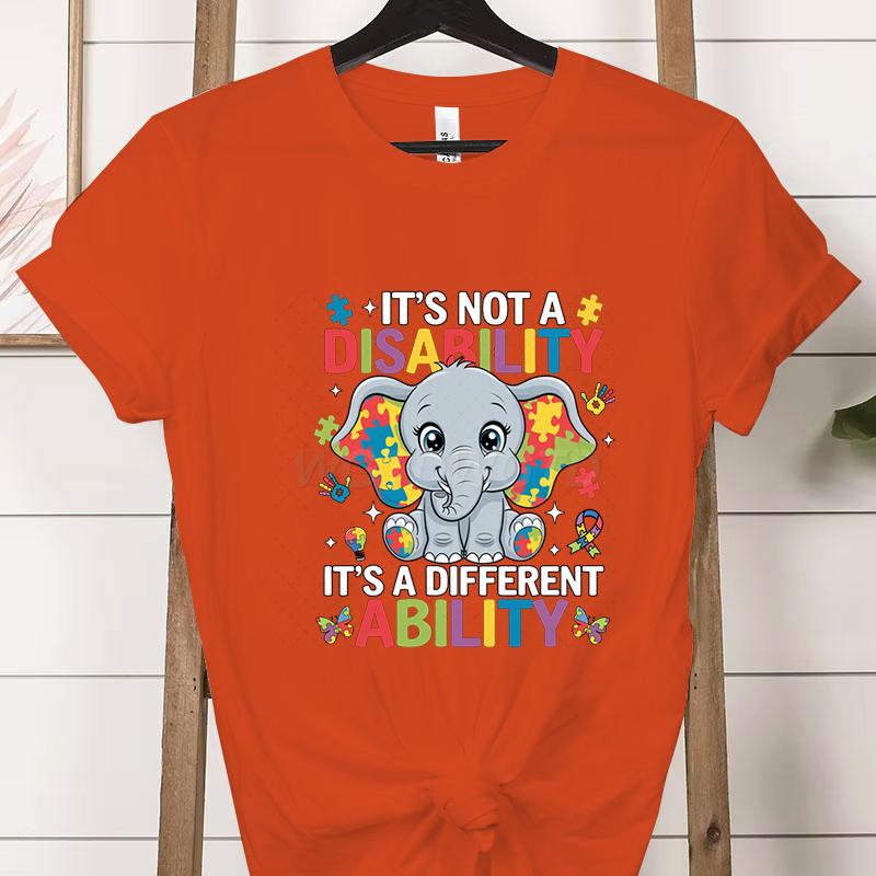 Its A Different Ability Autism Teacher Shirt Autism Awareness Cartoon Design Woman Tshirts Special Education Gift Classic Tops