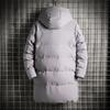 Medium-length Cotton Jacket Men's Large Size Winter Loose Hooded Cotton Jacket Solid Color Thickened Down Cotton Coat Outdoor Cold Solid Color