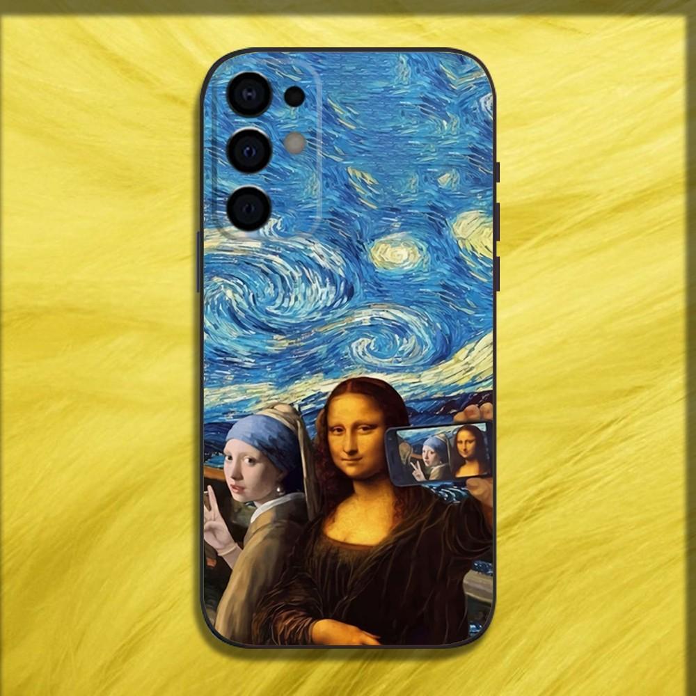 M-Mona Lisa Pat Dog Kunst Handyhülle Für Samsung S24,S21,S22,S23,S30,Ultra,S20,Plus,Fe,Lite,Note,10,9,5G Schwarzes Weiches Cover