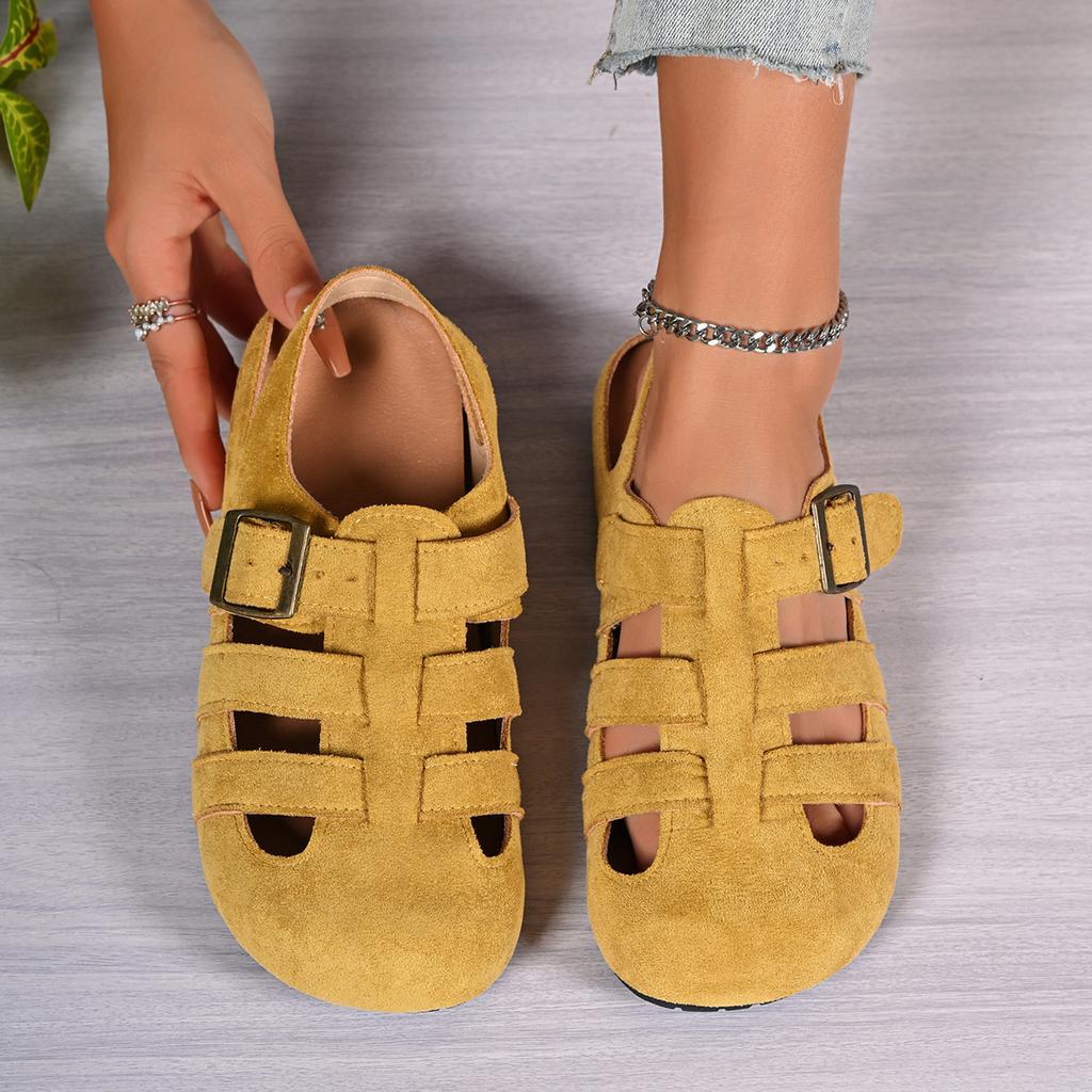 Women Sandals Large Size Flat Roman Style Sandals Women Summer Outdoor Round Toe Shoes Women Hollow Out Design Casual Shoes