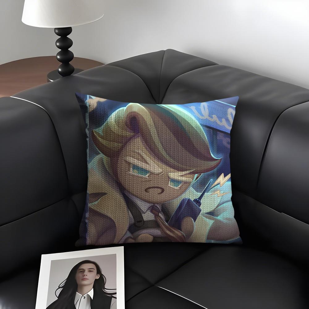 CCookie RunN Kingdom Cartoon Cushion Cover Natural Linen Organic Fabric DoubleSided Printing Sofa Home Decor Gift Pillow Case