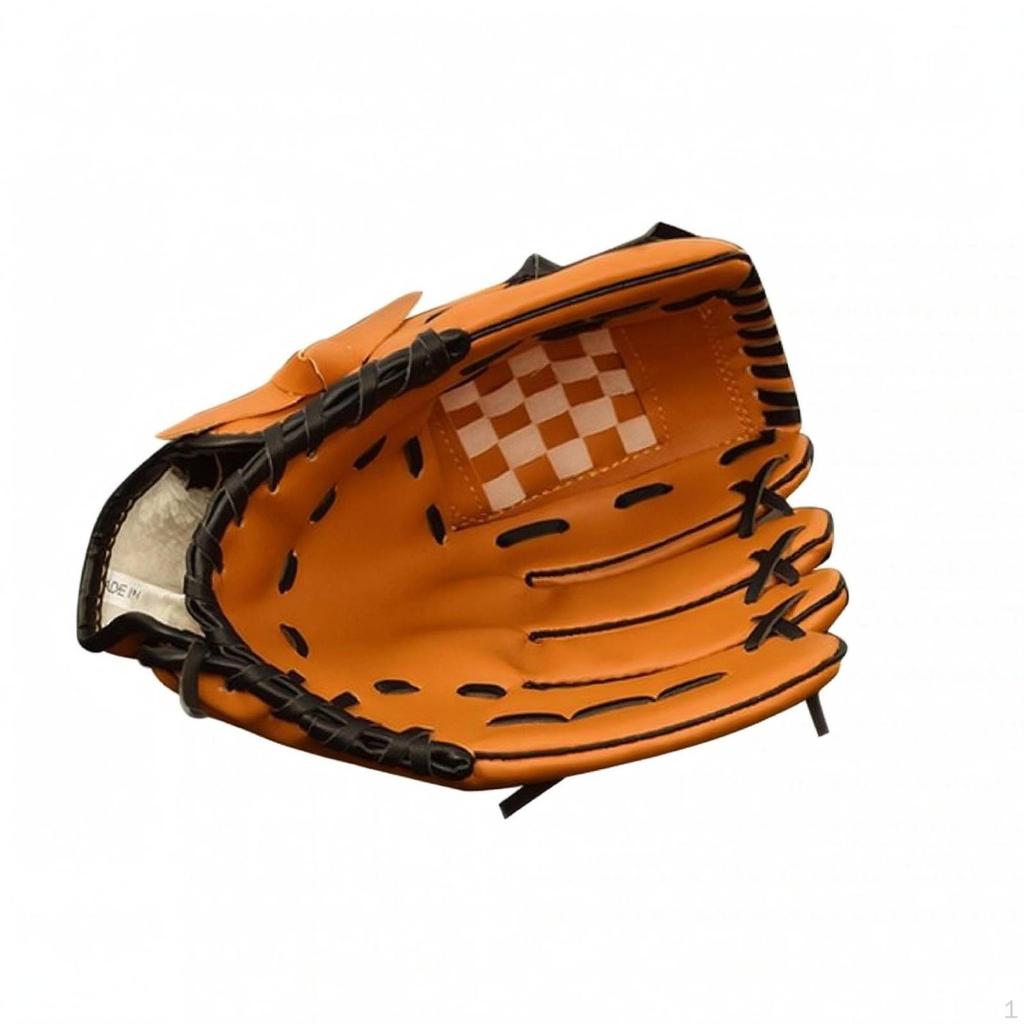 Baseball Glove PU Leather Fielding Deep Pocket Athletic Gear 10.5 Brown W Ball