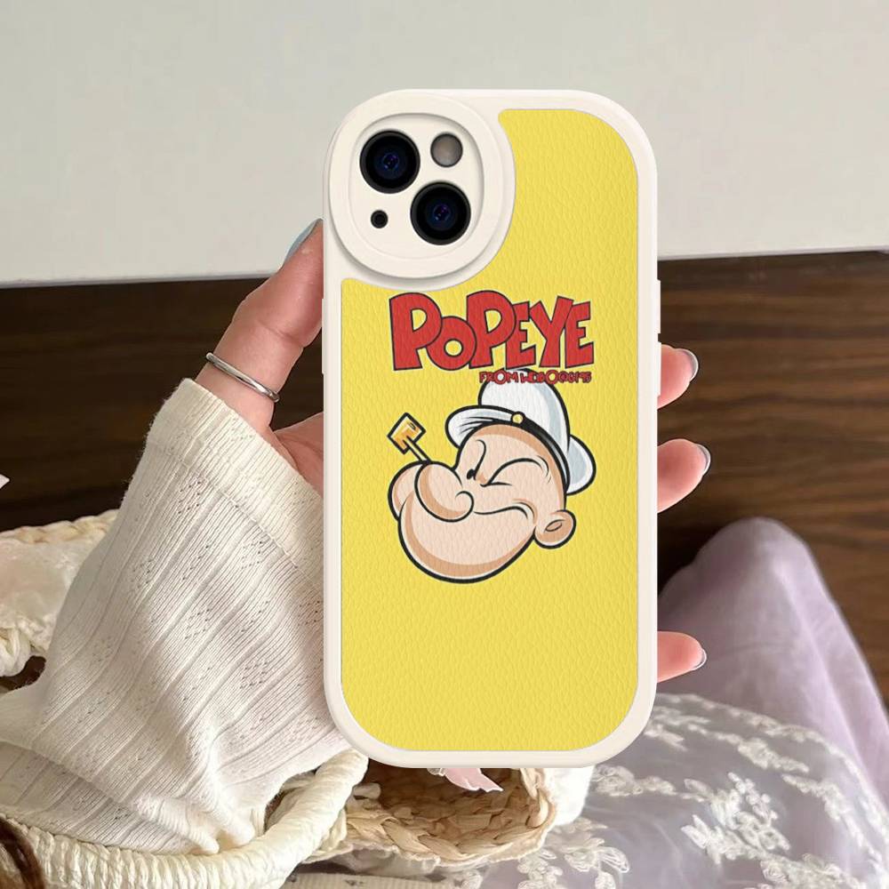 

Cartoon Animation P-PopeyeS Retro Phone Case For IPhone 16 15 14 11 12 13 Pro Max Plus Back Leather Shell iphone 12