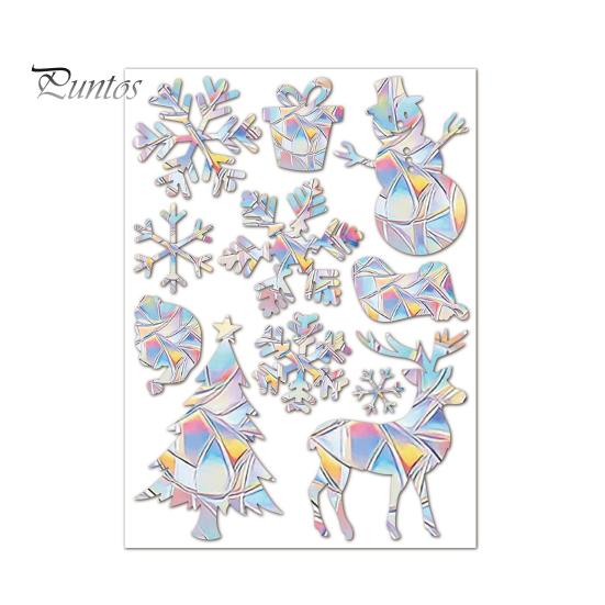Christmas Window Sticker Protects Birds Prevent Collisions Colorful Reflective Static Adhesion Elk Snowflake Pattern Rainbow Prism Home Decor Decals