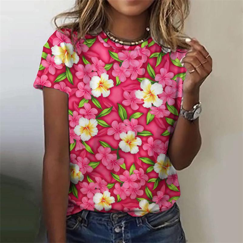 Футболка с 3D-принтом и красочными цветами для женщин — фото 8