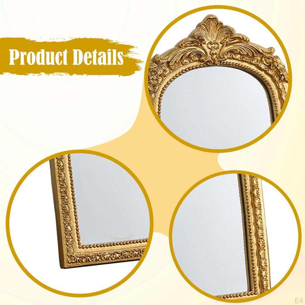 Decorative Vintage Vanity Mirror, Made of Resin, with An Arched Frame, Ideal for Parties.