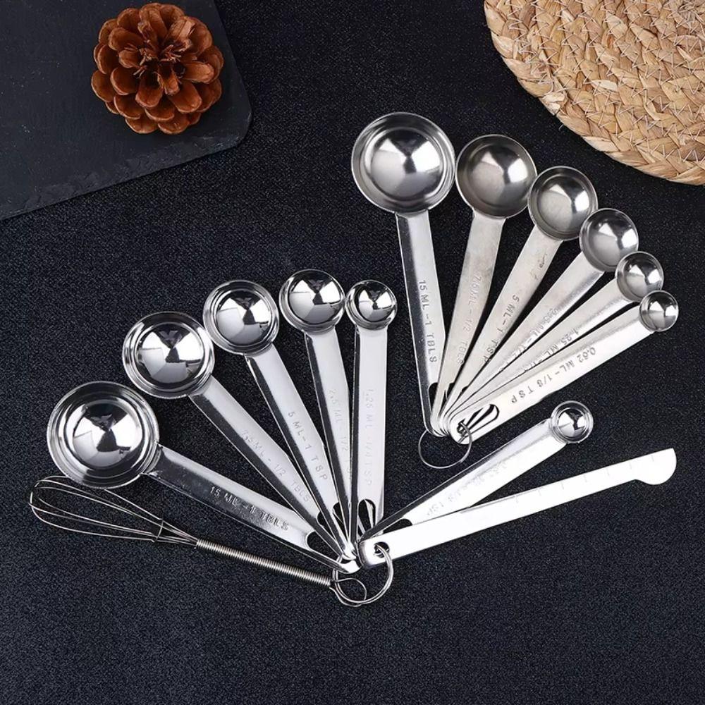 with Scale Measuring Spoon Set Stainless Steel Kitchen Measuring Cup  Coffee Powder