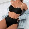New Solid Color Split Swimsuit European and American Sexy Three-point Swimsuit Shell Bikini Female European and American Style