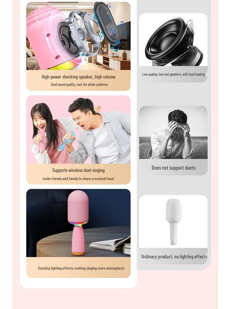 Wireless Bluetooth Microphone Speaker for Home Karaoke and Kids' Entertainment