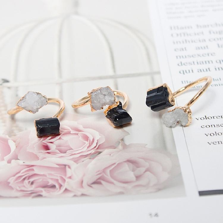 Stylish Irregular Druzy Stone Rings Open Finger Rings Adjustable Rings Ornament
