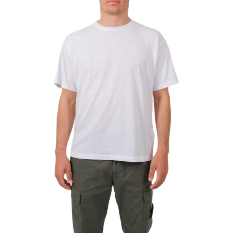 Stone Island Letter Logo Round Neck Short Sleeve T-Shirt Unisex T-Shirts White 80152RC86-V0001