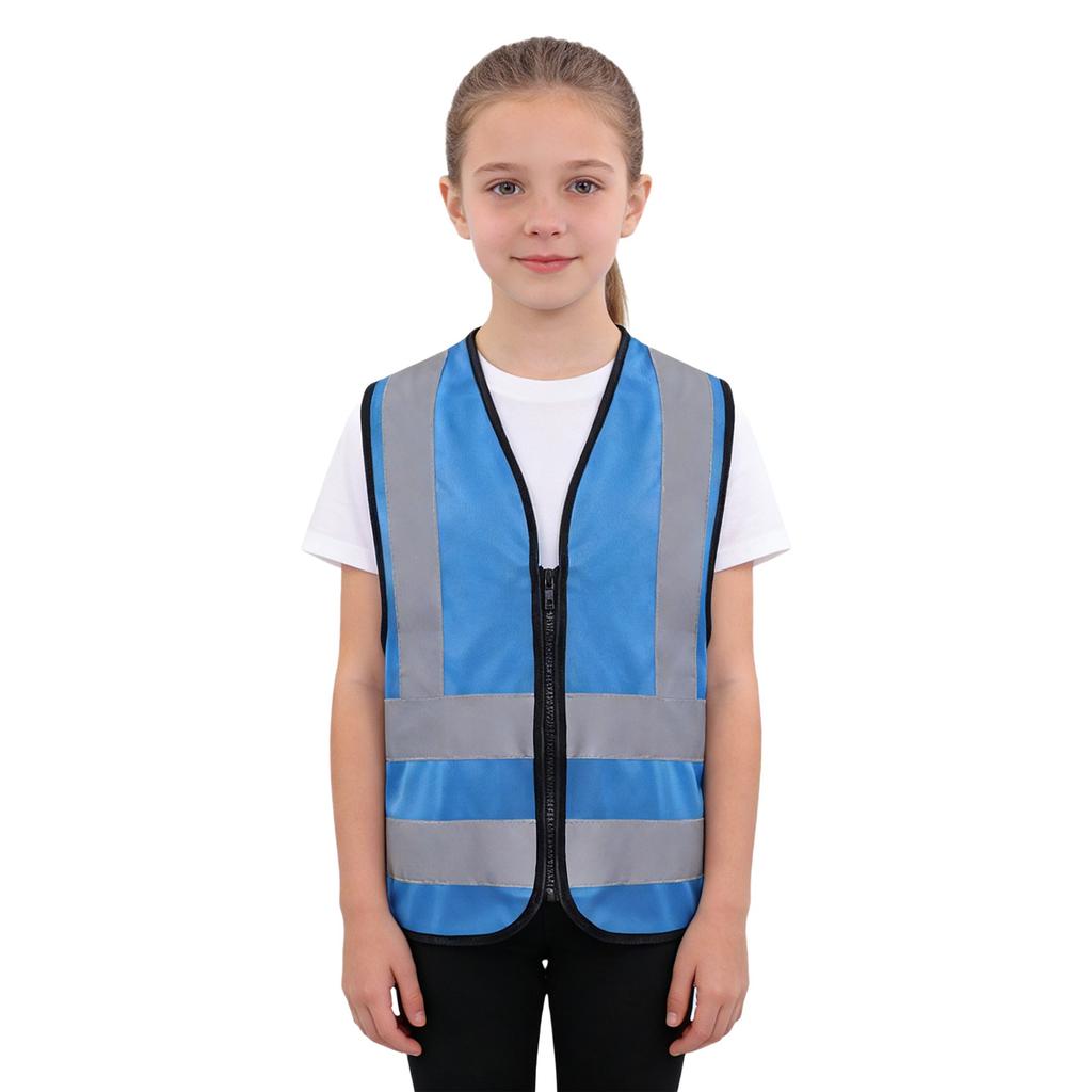 Unisex Dětská Reflexní Bezpečnostní Vesta Bez Rukávů Vysoká Viditelnost Zip Vestička Kostým pro Venkovní Aktivity