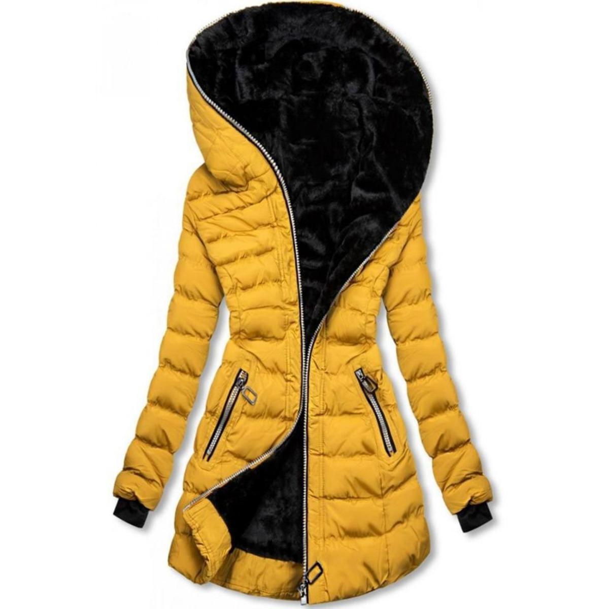 Women s Fleece Lined Hooded Long Sleeve Mid Length Zipper Warm Cotton Parka Winter Coat S