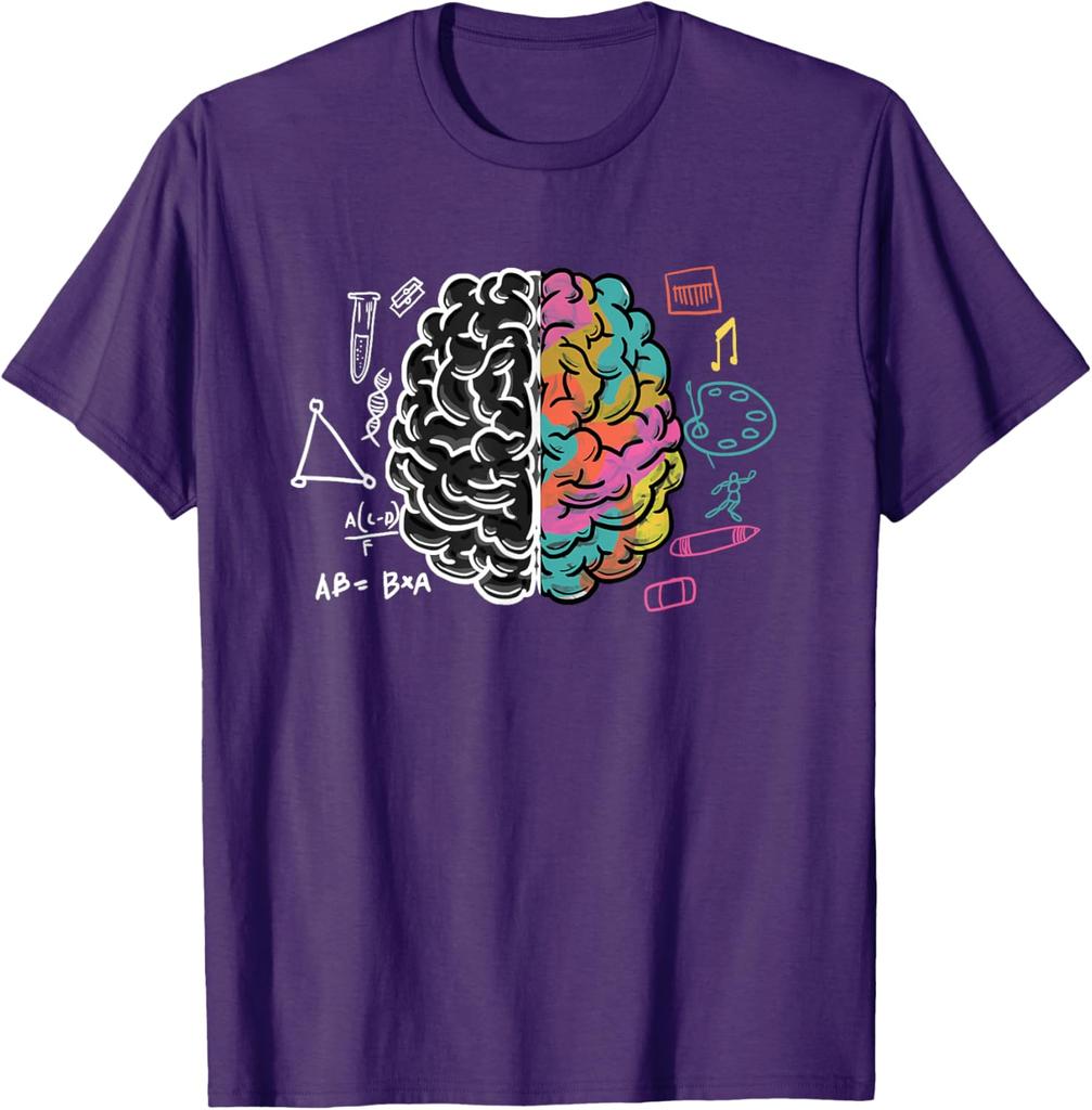 Brain Left Right Logic Art Graphic Tee Men Science Physician Neurologist Gift Casual T-Shirt