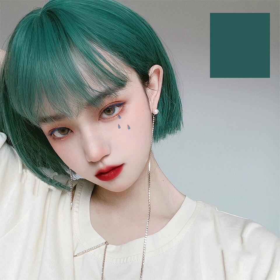 LUPU Lolita Black Pink Wigs Synthetic Hair Short Straight Bob Wigs With Bangs Female Green Cosplay Wigs For Black Women