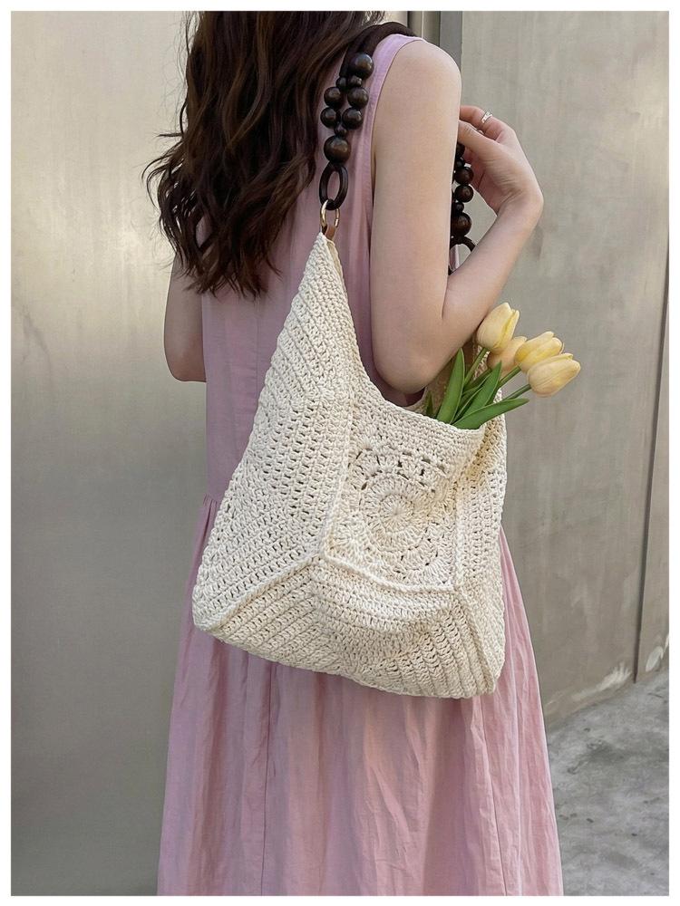 Handmade Crochet Underarm Tote Bag - Casual Lazy Style Shoulder Bag
