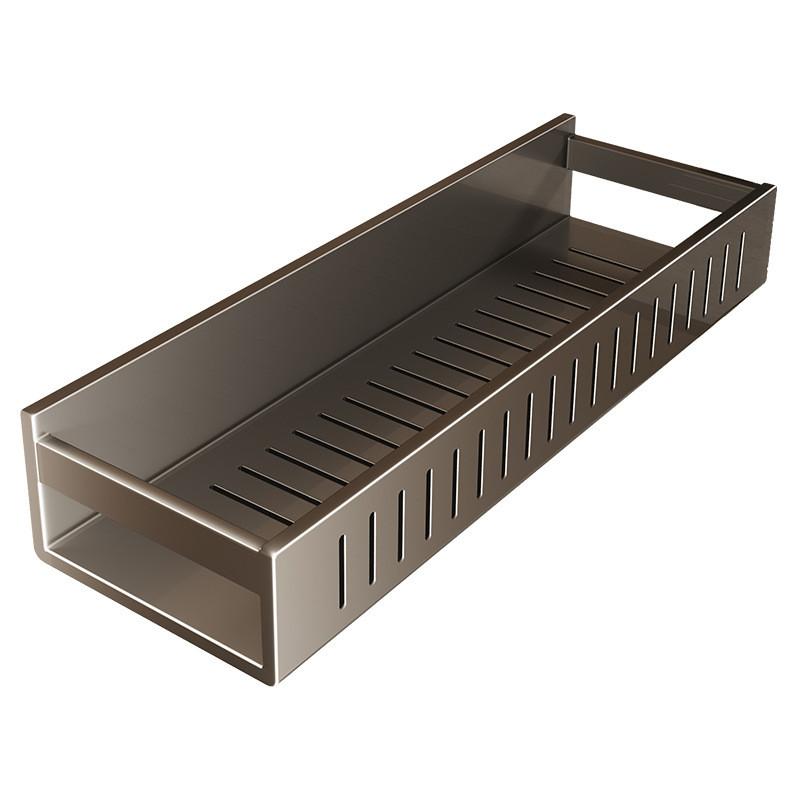 Gunmetal Wall Mount Bathroom Shelf With Antidrill Design For Shower And Toilet Storage