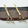 Gold Gem Hairdressing Scissors: 5.5" & 6.0" Straight & Thinning Shears for Barbers and Bangs