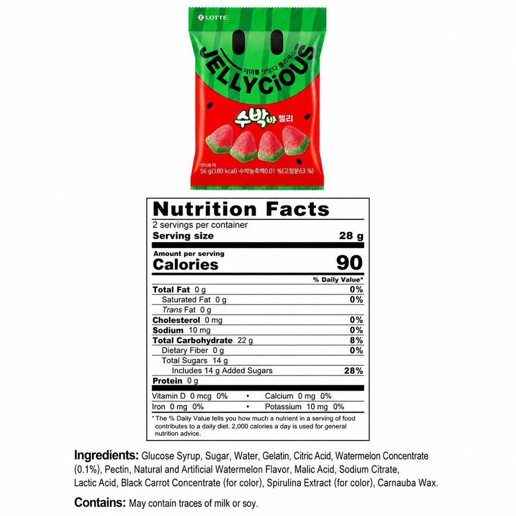 Lotte Vannmelon Smak Myke Godterier 56g