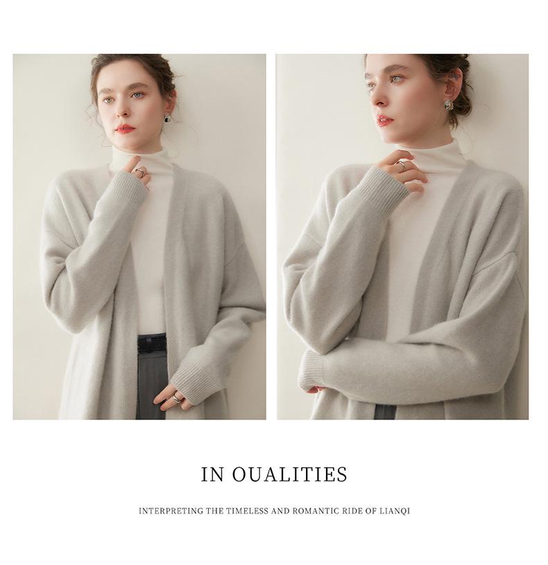 Autumn/Winter Elegant Solid Color Cashmere Women's Cardigan Coat