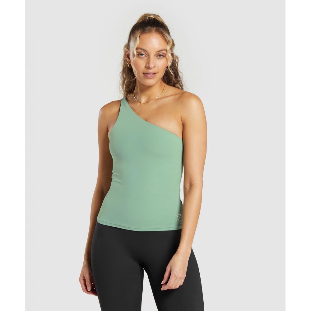 

GYMSHARK Асимметричная майка с полкой, зеленый доллар B8A7Q ECJB XXS