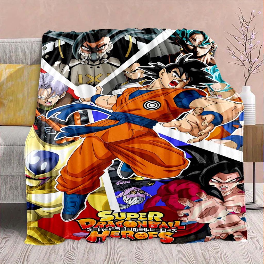 Dragon Ball Anime Flannel Blanket - Soft Warm Perfect for Sofa, Bedding Camping Travel Office Home Decor -QJY