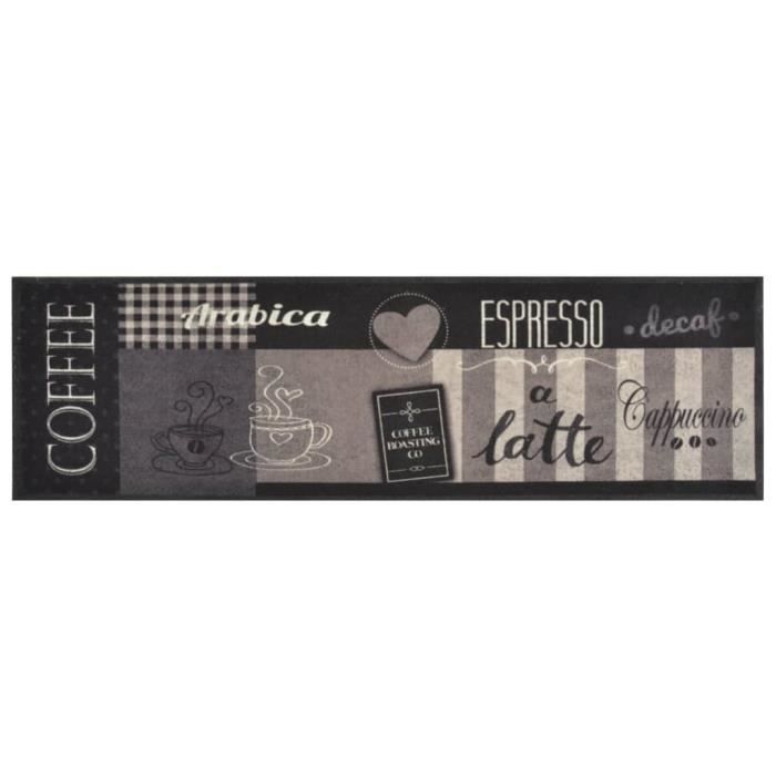 VidaXL Washable Kitchen Rug Black Coffee Print 45x150 Cm Velvet 136555