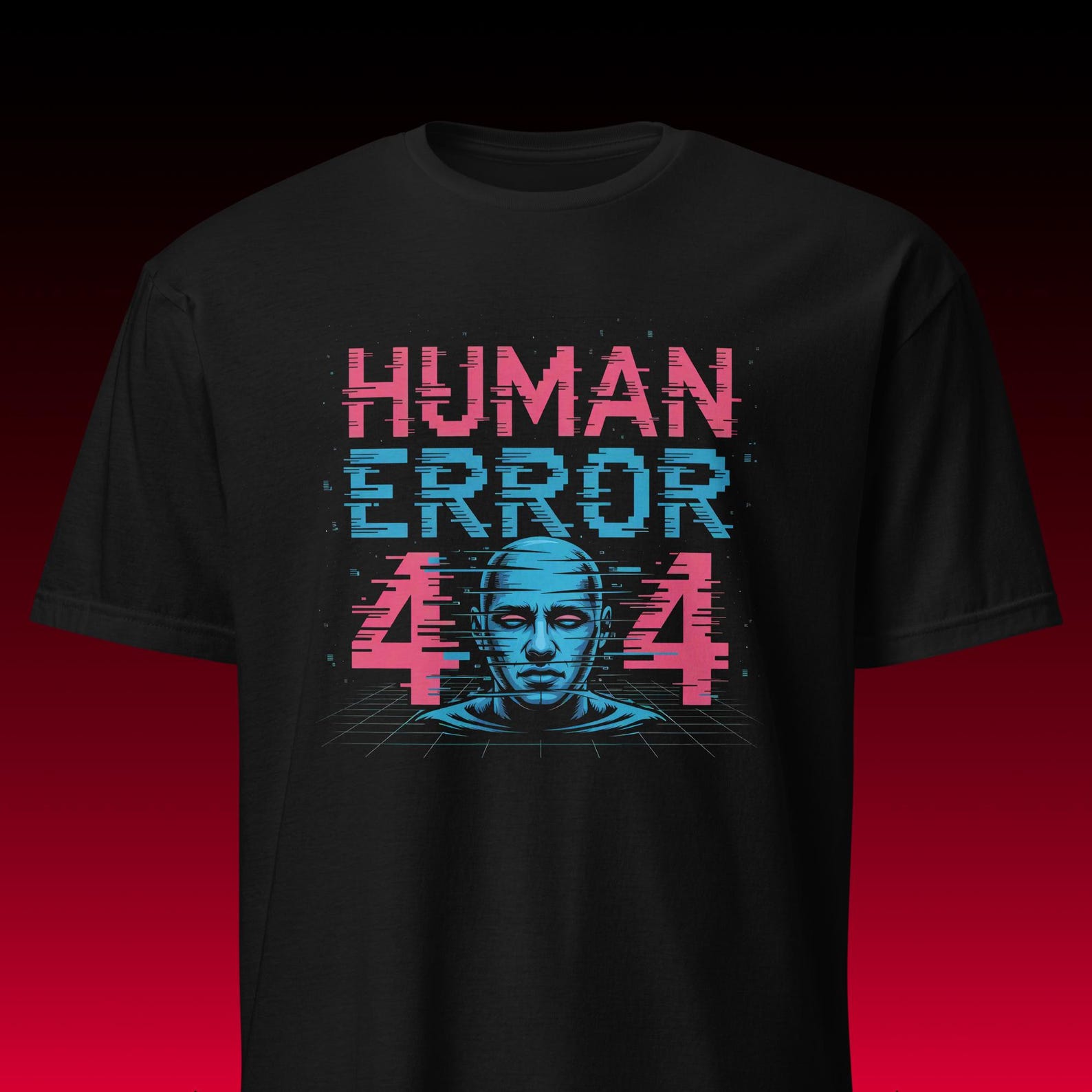 Glitch T-Shirt | Human Error 404 Graphic | Cyberpunk Techno Aesthetic XL
